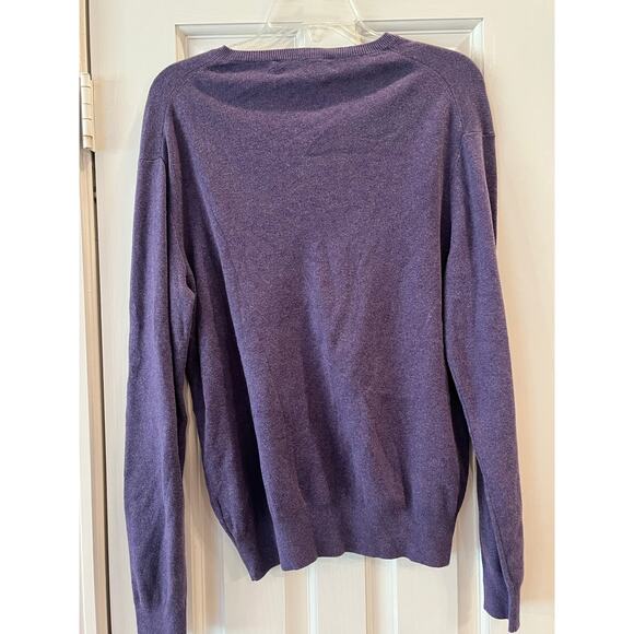 Polo Ralph Lauren Sweater Men Medium Purple Pima Cotton Pullover V Neck Academia - Picture 3 of 8